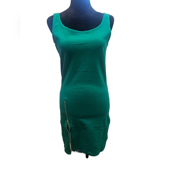 NWT Tam Ware Cotton Sleeveless Zipper Contrast Tank Dress Green Medium, small - Picture 4 of 7